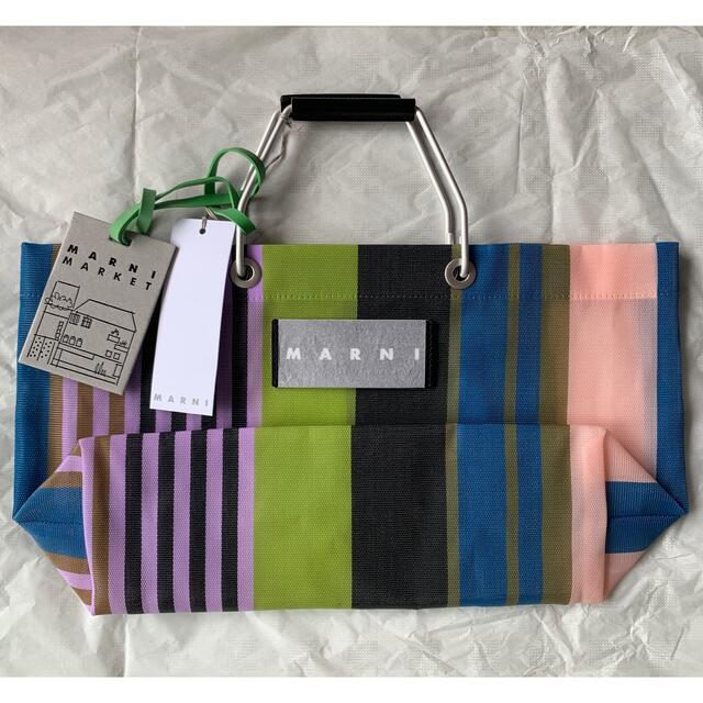 MARNI MARKET ストライプバッグ ミニ マルチグリーン