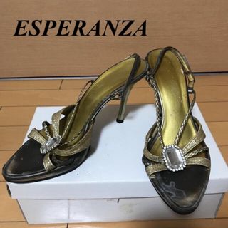 エスペランサ(ESPERANZA)のエスペランサ ESPERANZA ビジュー ストラップサンダル ラメ ブローチ(サンダル)