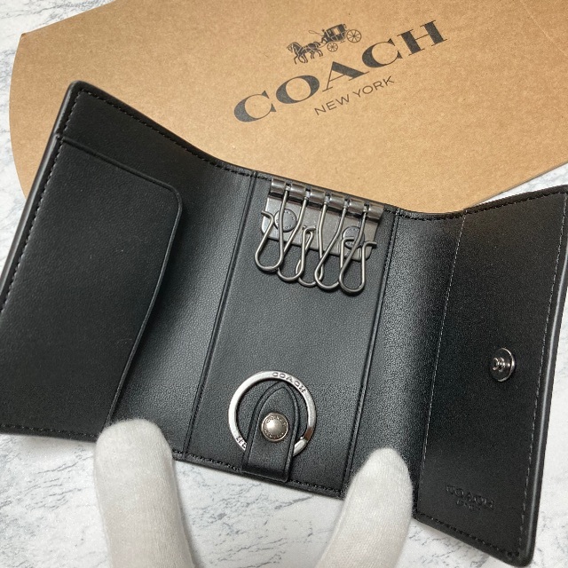 COACH - 【COACH】5 リング キー ケース シグネチャー キャンバス