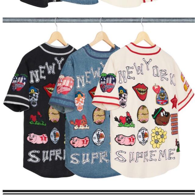 supreme Patches Denim Baseball Jersey