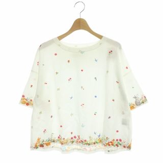 フランシュリッペ(franche lippee)のフランシュリッペ Tシャツ カットソー 半袖 クルーネック ウサギ 花 M 白(Tシャツ(半袖/袖なし))