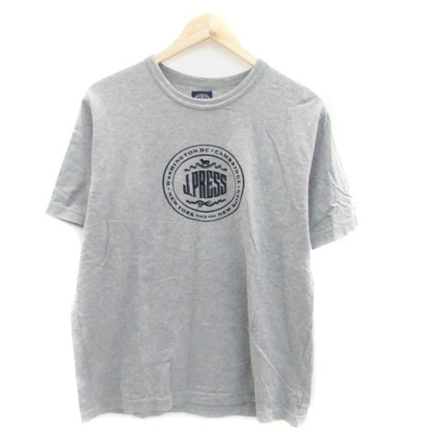 J.PRESS(ジェイプレス)のジェイプレス Tシャツ カットソー ラウンドネック プリント L グレー 紺 メンズのトップス(Tシャツ/カットソー(半袖/袖なし))の商品写真