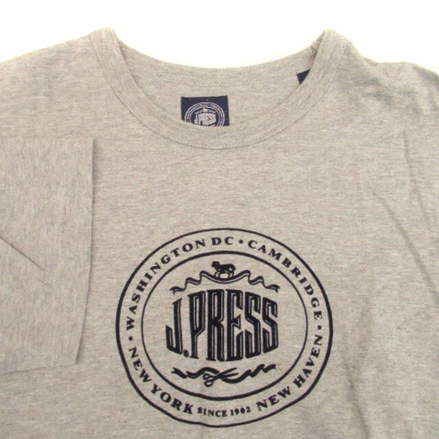 J.PRESS(ジェイプレス)のジェイプレス Tシャツ カットソー ラウンドネック プリント L グレー 紺 メンズのトップス(Tシャツ/カットソー(半袖/袖なし))の商品写真