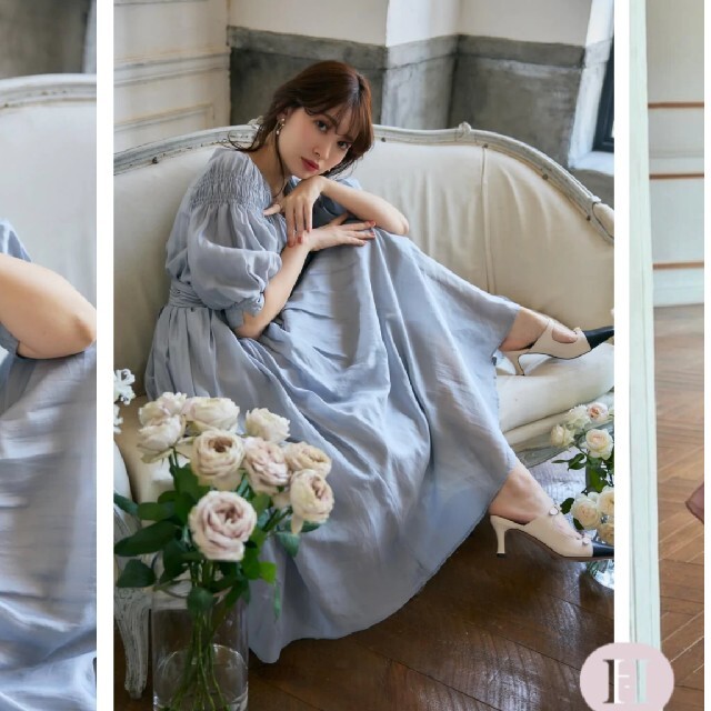 Her lip to(ハーリップトゥ)のAiry Volume Sleeve Dress Herlipto レディースのワンピース(ロングワンピース/マキシワンピース)の商品写真