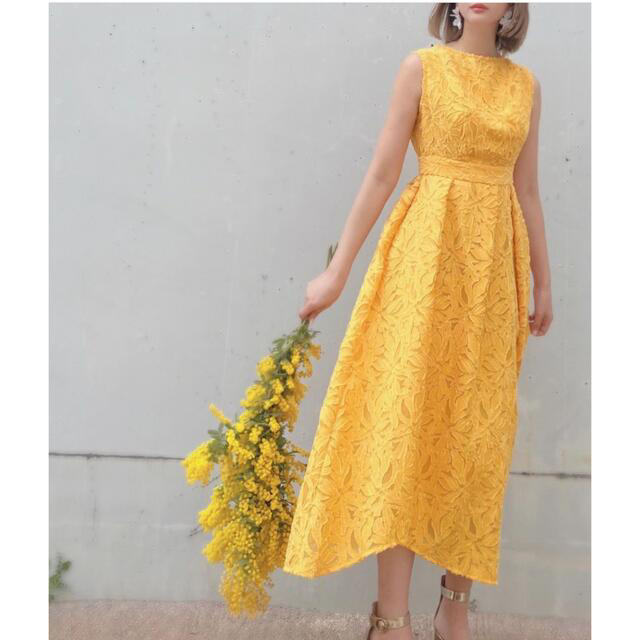 未使用akiki / calla dress / mimosa yellowロングワンピース/マキシワンピース