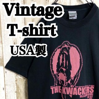 ヴィンテージ古着 USA製 表記M ビッグプリント ブラック Tシャツ(Tシャツ/カットソー(半袖/袖なし))