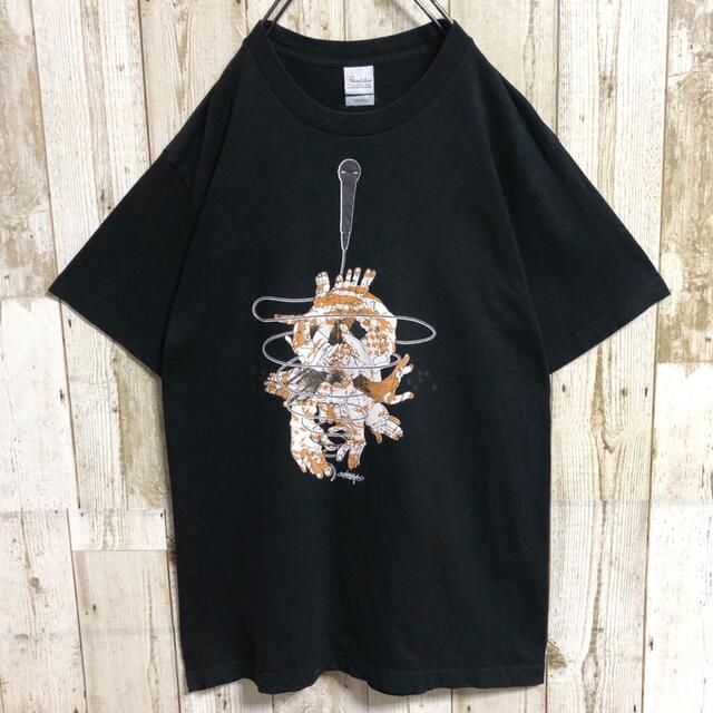 ヴィンテージ古着 両面プリント マイク 表記M 着用感L ブラック Tシャツ メンズのトップス(Tシャツ/カットソー(半袖/袖なし))の商品写真