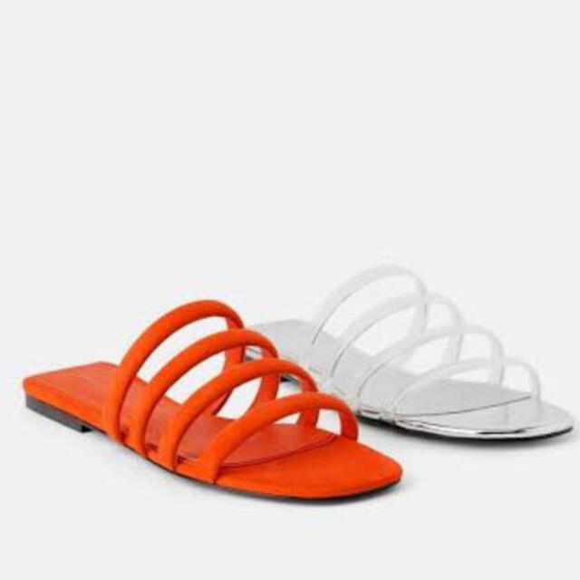 ZARA(ザラ)の新品未使用タグ付き　ZARA オレンジ　ストラップサンダル レディースの靴/シューズ(サンダル)の商品写真