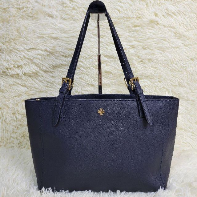 美品✨ トリーバーチ A4 トートバッグ エマーソン ロゴ ネイビー | www