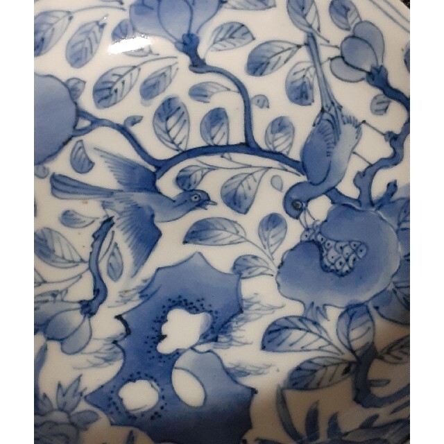 【本物保証❗️】江戸時代前期~中期【藍柿右衛門】柘榴に双鳥の図 花唐草文様 皿 【本物保証❗️】江戸時代前期~中期【藍柿右衛門】柘榴に双鳥の図 花唐草文様 皿