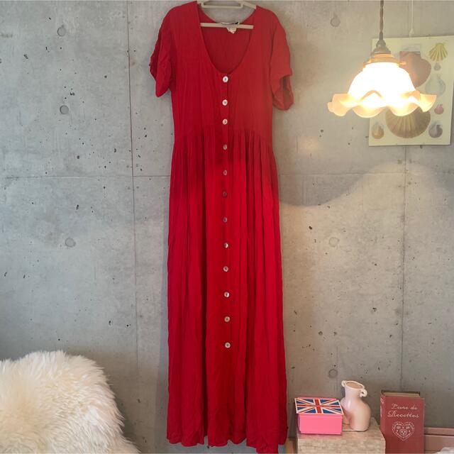 Lochie(ロキエ)の最終値下げ　vintage red dress レディースのワンピース(ロングワンピース/マキシワンピース)の商品写真