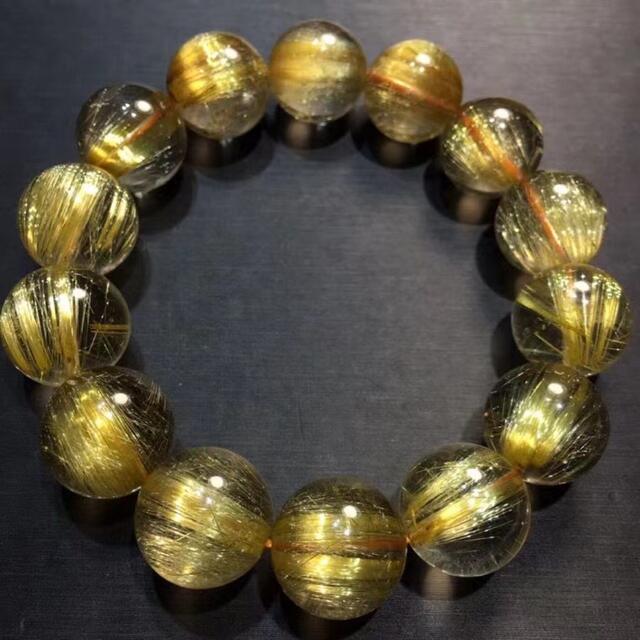 ⭐︎【天然】ゴールド ルチル クオーツ ブレスレット 16mm ...