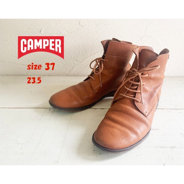 【超安い】靴CAMPER カンペール　本革　ショートブーツ　ブラウン　サイズ37（23.5） | フリマアプリ ラクマ