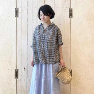 ネストローブ(nest Robe)のネストローブ 先染めリネンフリルカラーブラウス ギンガムチェック(シャツ/ブラウス(半袖/袖なし))