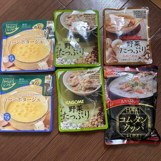 カゴメ(KAGOME)のKAGOME野菜たっぷりスープ  味の素コムタンクッパ　コーンポタージュ(レトルト食品)