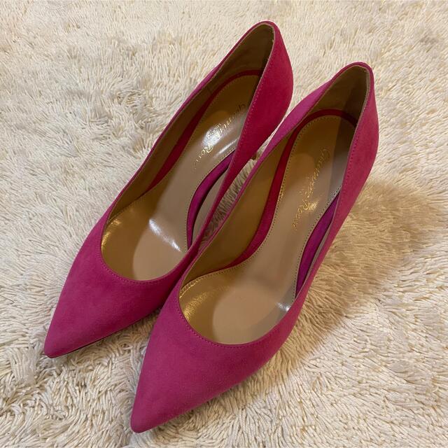 靴/シューズGianvito Rossi ジャンヴィトロッシ  ピンク　スエード　パンプス