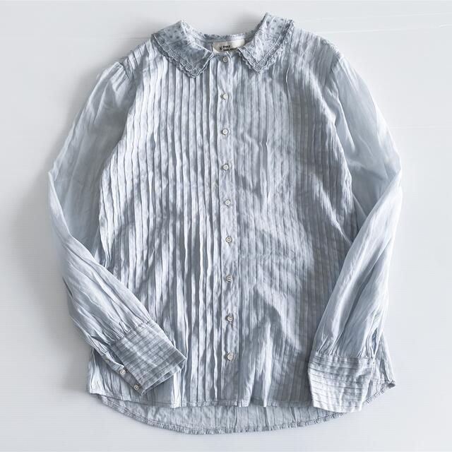 ISABEL MARANT ETOILE / 襟刺繍タックブラウス 水色