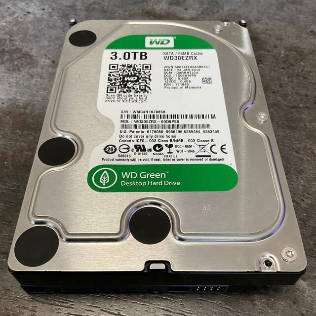 中古 WD Green WD30EZRX 3TB HDD 3.5インチ内蔵HDD スマホ/家電/カメラのPC/タブレット(PCパーツ)の商品写真