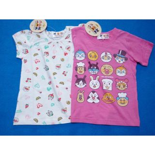 アンパンマン(アンパンマン)の新品　95cm　アンパンマン　女の子半袖Tシャツ2枚セット　フルーツ白・16キャ(Tシャツ/カットソー)