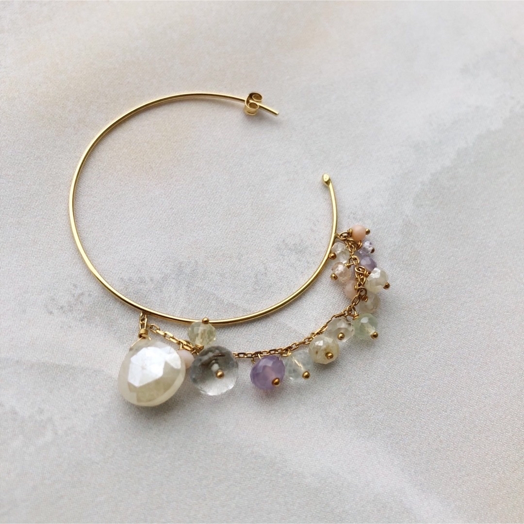 sweet pea ホワイトコランダム 片耳フープピアス-