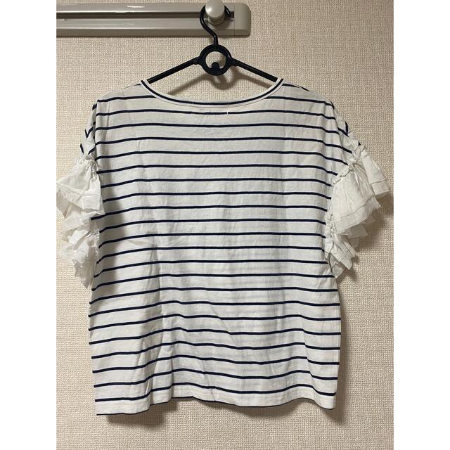 Ray BEAMS(レイビームス)のRay Beams ボーダーフリル付きTシャツ レディースのトップス(Tシャツ(半袖/袖なし))の商品写真