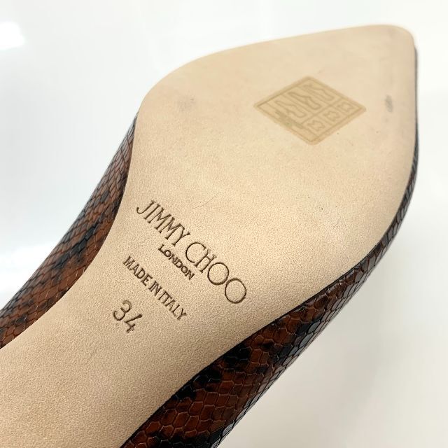 JIMMY CHOO(ジミーチュウ)の4343 未使用 ジミーチュウ パイソン パンプス ブラウン ブラック レディースの靴/シューズ(ハイヒール/パンプス)の商品写真