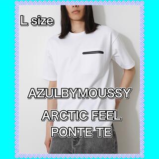 アズールバイマウジー(AZUL by moussy)のAZUL アズール　ARCTIC FEEL PONTE TEE 接触冷感　白　L(Tシャツ/カットソー(半袖/袖なし))