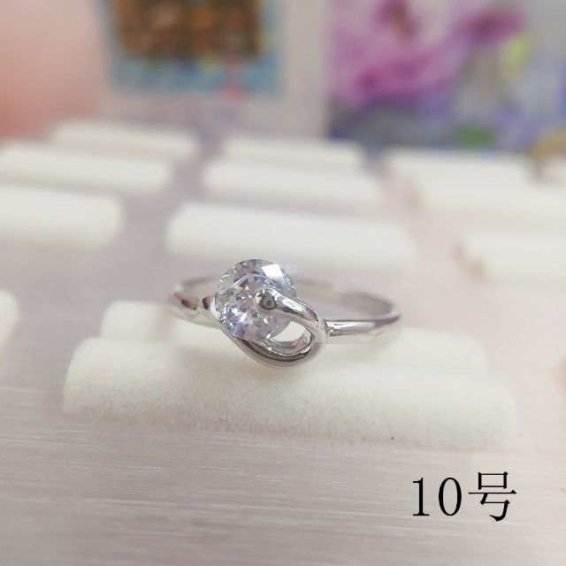 tt10087閉店セール10号リング細身優雅リングジルコニアリング レディースのアクセサリー(リング(指輪))の商品写真