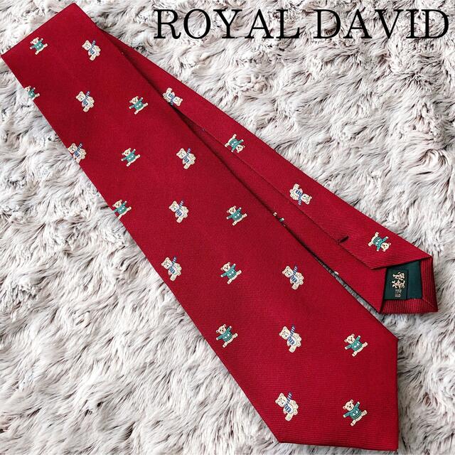 美品 ROYAL DAVID 高級シルク くま 動物柄 刺繍 ネクタイ レトロ メンズのファッション小物(ネクタイ)の商品写真
