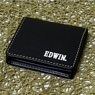 エドウィン(EDWIN)の【EDWIN】エドウィン/牛革メンズコインケース/紳士小銭入れ 黒/黄ステッチ①(コインケース/小銭入れ)