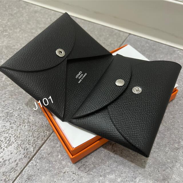 新品 HERMES エルメス カルヴィ デュオ  カードケース コイン ブラック