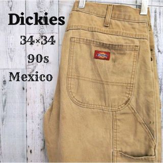 ディッキーズ(Dickies)の90sディッキーズ34×34ブラウン茶ペインターパンツメキシコボトムス古着(ペインターパンツ)