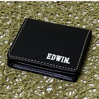 エドウィン(EDWIN)の【EDWIN】エドウィン/牛革メンズコインケース/紳士小銭入れ 黒/青ステッチ①(コインケース/小銭入れ)