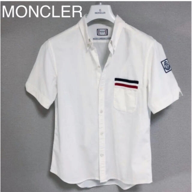 Tシャツモンクレール　ガムブルー　MONCLER  肩ワッペン　胸ポケット　半袖シャツ