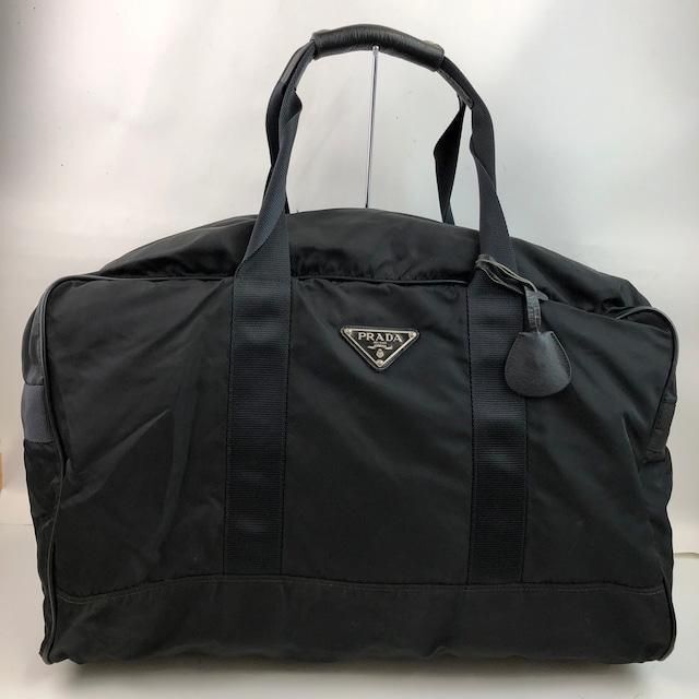PRADA プラダ ナイロン ロゴプレート ハンドバッグ ボストン ブラック