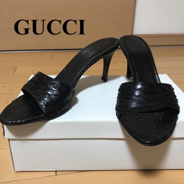 Gucci(グッチ)のGUCCI グッチ サンダル ミュール パイソン型押し クロコ型押し レディースの靴/シューズ(サンダル)の商品写真