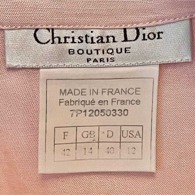 Christian Dior(クリスチャンディオール)の訳あり フランス製 Dior ロゴ刺繍 麻 チュニックジャケット レディースのトップス(シャツ/ブラウス(長袖/七分))の商品写真