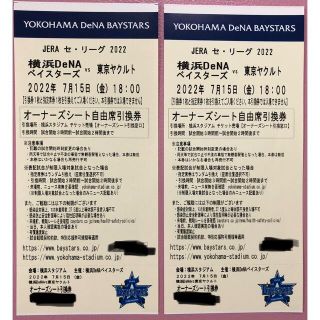 ヨコハマディーエヌエーベイスターズ(横浜DeNAベイスターズ)の横浜ベイスターズ　観戦ペアチケット(野球)