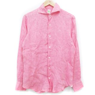 フィナモレ(FINAMORE)のフィナモレ リネンシャツ カジュアルシャツ 長袖 S ピンク 白 /FF50(シャツ)