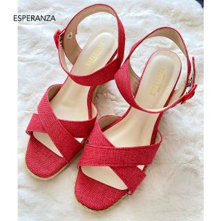 エスペランサ(ESPERANZA)の最終sale⭐︎新品未使用✦︎エスペランサ❤︎ウエッジソール❤︎レッド(サンダル)