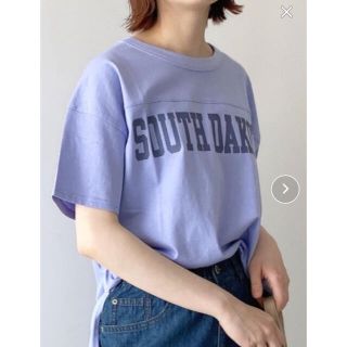 サマンサモスモス(SM2)のSamansa Mos2 blue ロゴTシャツ　サックス　フリーサイズ　完売品(Tシャツ(半袖/袖なし))