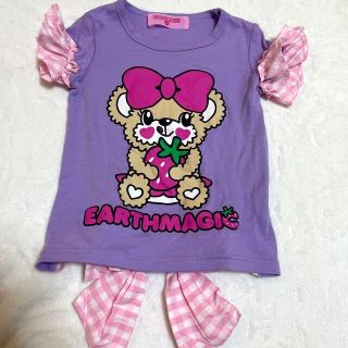 アースマジック(EARTHMAGIC)のアースマジック★ギンガムチェックいちご マフィー Tシャツ 100 (Tシャツ/カットソー)