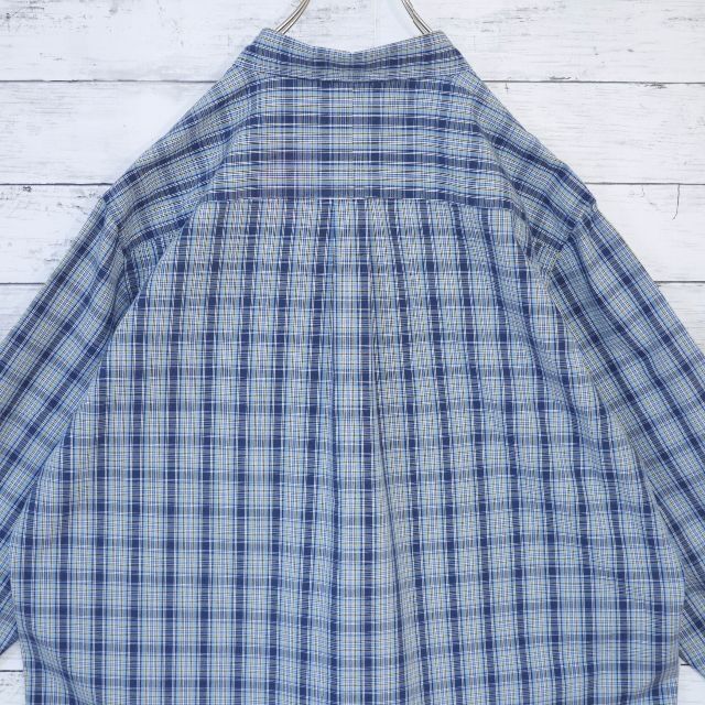CHAPS(チャップス)のXL チャップス Chaps チェック長袖 ボタンダウンシャツ BDシャツ 紺 メンズのトップス(シャツ)の商品写真