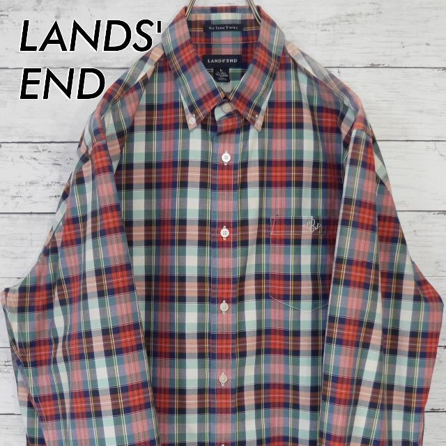 LANDS’END(ランズエンド)の超美品 ランズエンド LANDS'END チェック長袖 ボタンダウン シャツ L メンズのトップス(シャツ)の商品写真