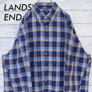 ランズエンド(LANDS’END)のXL ランズエンド LANDS'END チェック長袖ボタンダウンシャツBDシャツ(シャツ)