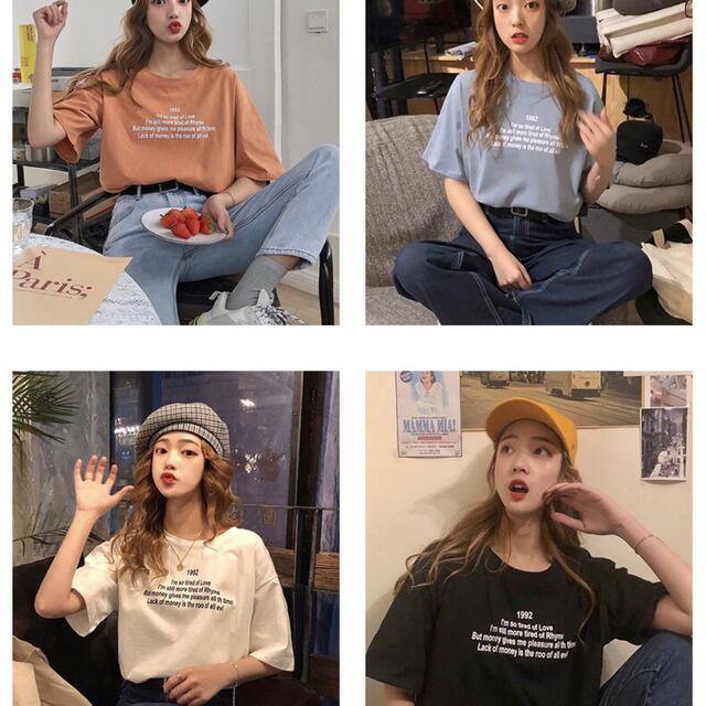 カジュアル シンプル 英字 ロゴ Tシャツ お洒落 可愛い 韓国 レディースのトップス(Tシャツ(半袖/袖なし))の商品写真