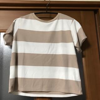 センスオブプレイスバイアーバンリサーチ(SENSE OF PLACE by URBAN RESEARCH)の中古美品　センスオブプレイスのベージュボーダーTシャツ(Tシャツ(半袖/袖なし))