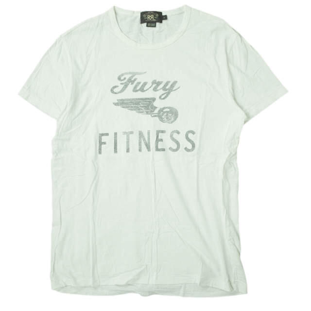 RRL ダブルアールエル イーストハンプトン店限定 FURY FITNES TEE ロゴプリントTシャツ M ホワイト 半袖 Double RL クルーネック 3段プリント トップス【RRL】