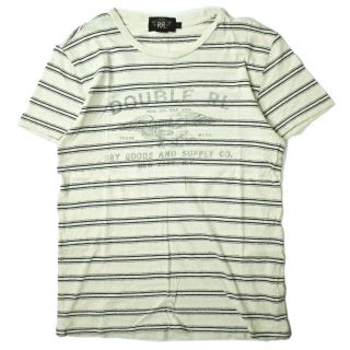 ダブルアールエル(RRL)のRRL ダブルアールエル EAGLE PRINT S/S BORDER LOGO TEE SHIRTS イーグルプリントボーダーロゴTシャツ M ナチュラル Double RL 半袖 クルーネック トップス【中古】【RRL】(Tシャツ/カットソー(半袖/袖なし))