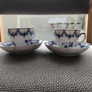 ロイヤルコペンハーゲン(ROYAL COPENHAGEN)のロイヤルコペンハーゲン   アンティーク  カップ&ソーサー　2客　希少(食器)